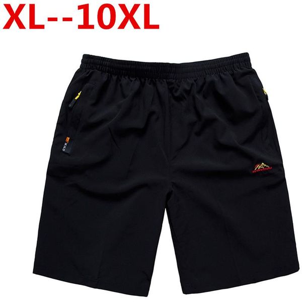 

8xl 6xl plus 5x casual men beach elastic waist mens fitness summer solid men's shorts zipper pocket, White;black