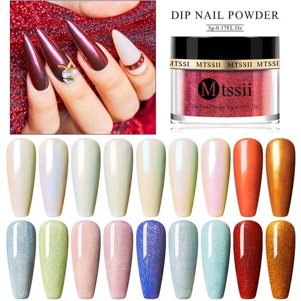 

nail glitter mtssii 10g dip powder shimmer pearly shell natural dry colorful pigment dust for art dipping system luquid, Silver;gold