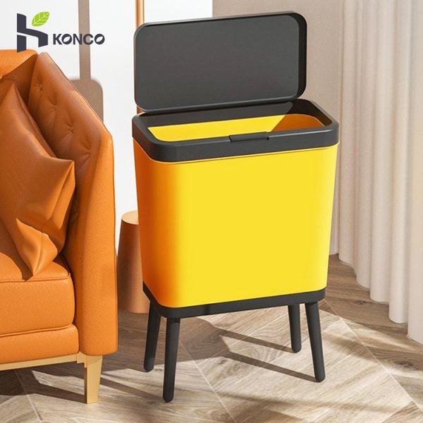 

waste bins konco 15l classification trash can high foot with lid large capacity press style dustbin kitchen household garbage bucket