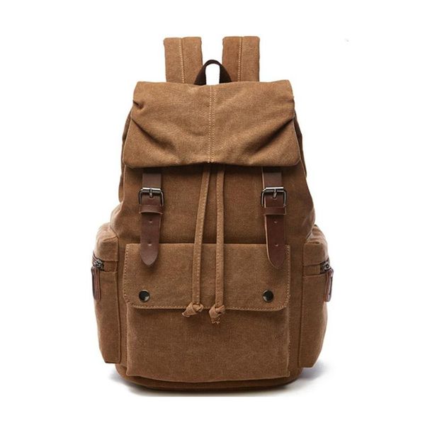 

backpack canvas men lapmochila waterproof buckle design vintage travel teenager shool bags sport