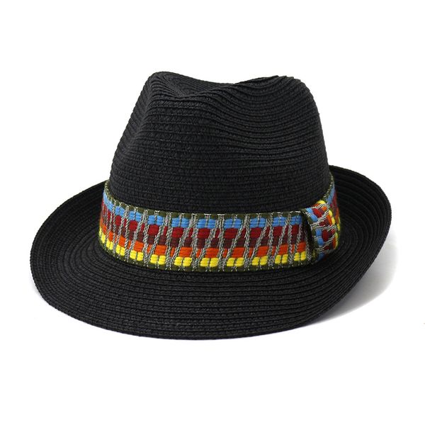 

white summer hat for women men beach sun straw hat panama fedora cap uv protection jazz summer cap for female chapeau, Blue;gray