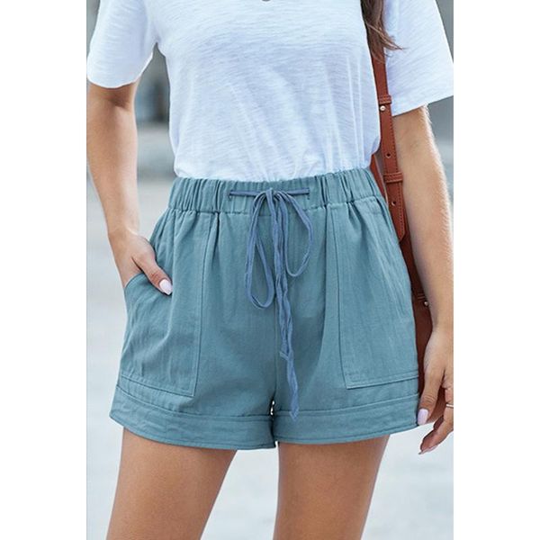 

fashion comfy drawstring casual shorts women plus size streetwear short pants loose solid color mujer femme women's, White;black