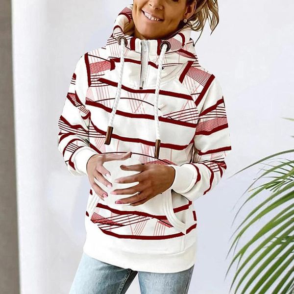 

men's hoodies & sweatshirts fashion casual stripe sweatshirt hooded women elegant drawstring long sleeves ladies autumn pockets streetw, Black