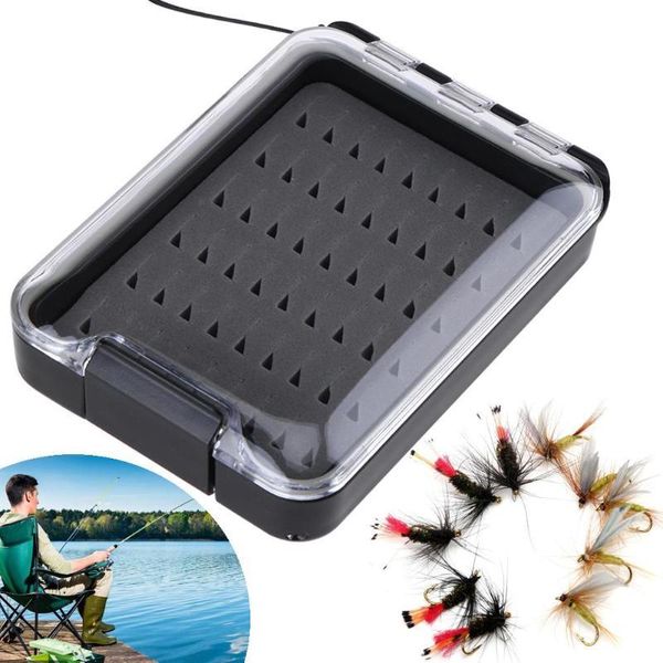 

fishing accessories portable fishiing box waterproof foam tackle clear lid bait storage case with lanyard