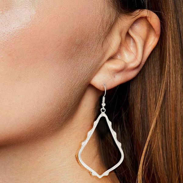 

stud retro personality fan-shaped simple alloy hollow exaggerated water drops elegant temperament goddess prom party earrings, Golden;silver