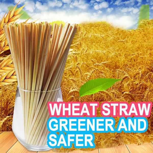 

drinking straws 100pcs 20cm disposable wheat straw eco-friendly natural portable environmentally bar accessory