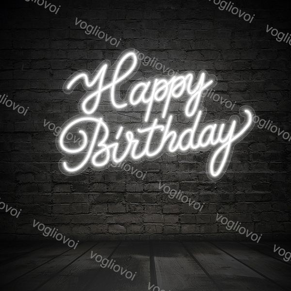 

led neon sign custom happybirthday model with transparent backplane ac100-240v smd2835 uk eu us au plug for signature bar shop wedding decor
