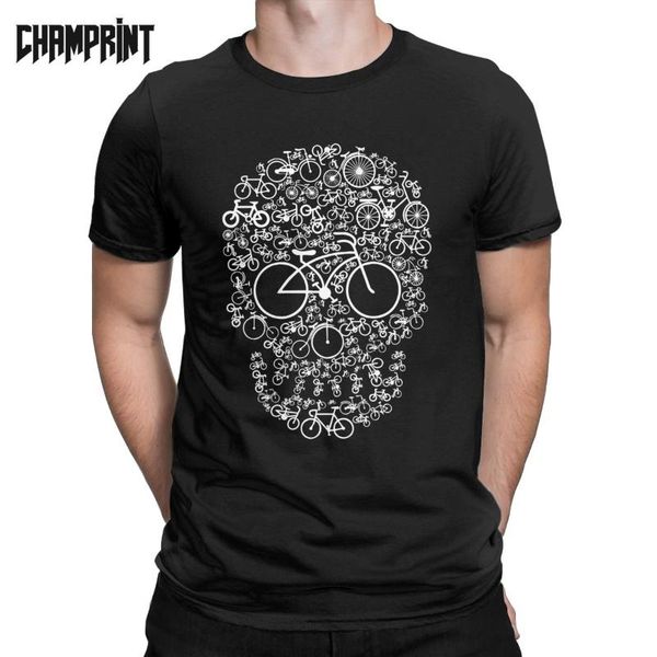 

men's t-shirts bicycle skull bike t-shirt for men unique 100% cotton tee shirt round collar short sleeve t shirts 6xl clothes, White;black