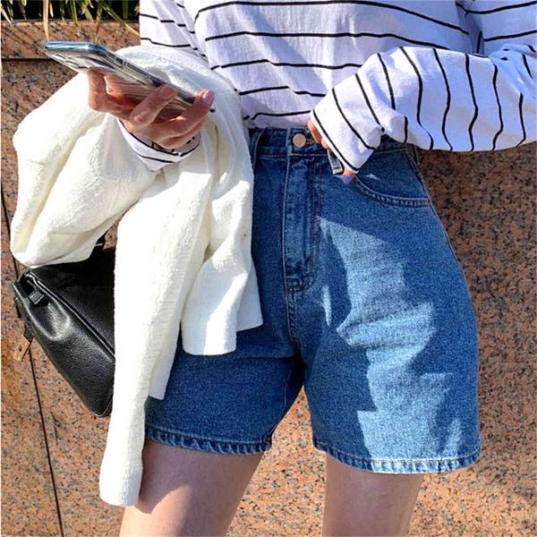 

women's shorts hzirip solid vintage jeans comfortable all-match plus size skinny femme high waist denim casual shorts in a straight lin, White;black