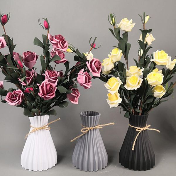 

vases modern plastic european anti-ceramic flower vase imitation ceramic pot decoration home