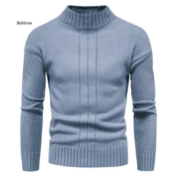 

men's sweaters fall/winter 2021 fashion slim sweater pullover half turtleneck black, White;black