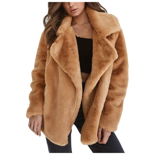 

women's jackets women winter faux fur jacket teddy coat warm turn down collar outwear casual female plush fleece overcoat casaco, Black;brown