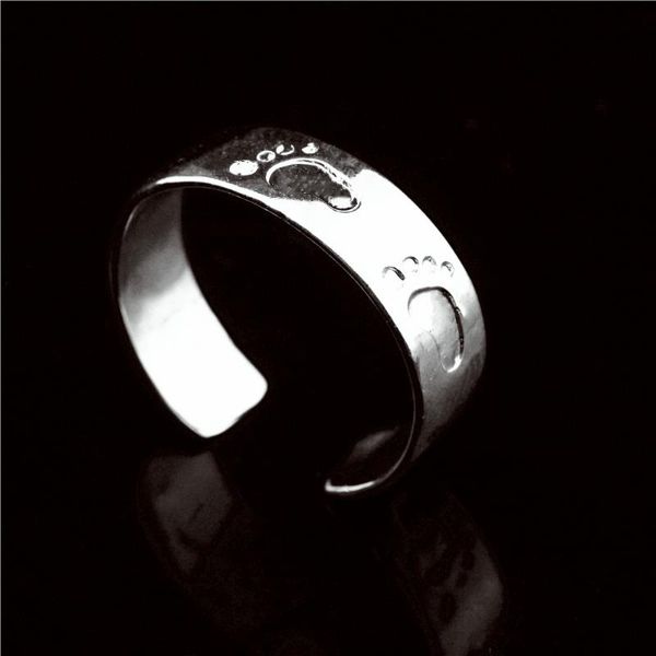 

wedding rings silver open ring foot temperament beautiful simple footprints jewelry, Slivery;golden