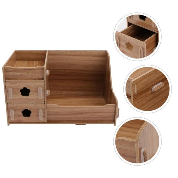 

1pc deskstorage case wooden makeup box drawer type sundries bags