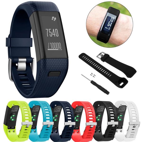 

watch bands for garmin vivosmart hr+ plus silicone sport band strap ruuber replacement wrist bracelet belt with tools, Black;brown