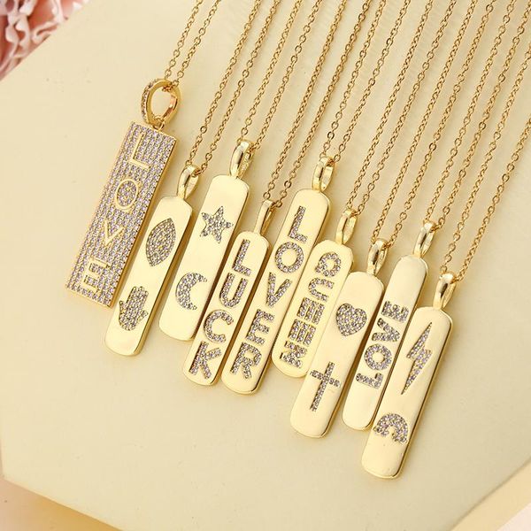 

pendant necklaces 2022 fashion stainless steel strip letter star moon eye palm necklace for women charm female cz jewelry gift, Silver