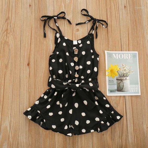 

jumpsuits summer baby girl princess dresses halter infant kid polka dot romper jumpsuit playsuit clothes 1-5 years, Blue