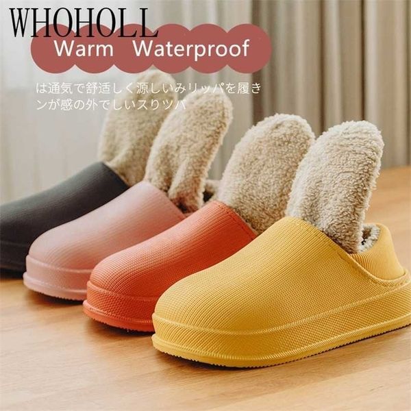 

man women home slipper waterproof winter slippers warm plush shoes indoor outdoor leather household cotton shoes 211110, Black