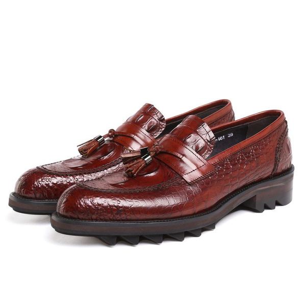 

dress shoes men oxfords round toe tassel buckle cowhide material leather work wear chaussure homme, Black