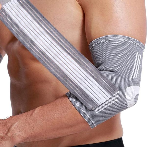

elbow support sleeve 1 unit bamboo fiber 3d weaving knitted fabric elastic breathable for golf tennis sports right or left arm & knee pads, Black;gray