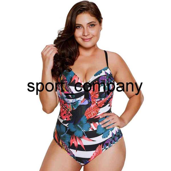 Plus Size Swimsuit Mulheres One Piece Vintage Swimwear Backless Bodysuit Beachwear 2021 V-Neck Swimwear Flores Banheira Terno XL-5XL