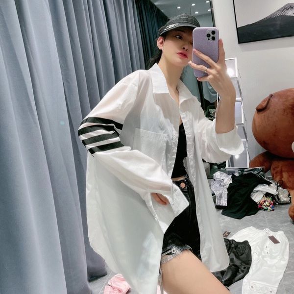 

tb 2021 spring summer new four bar sunscreen shirt coat for men and women, White