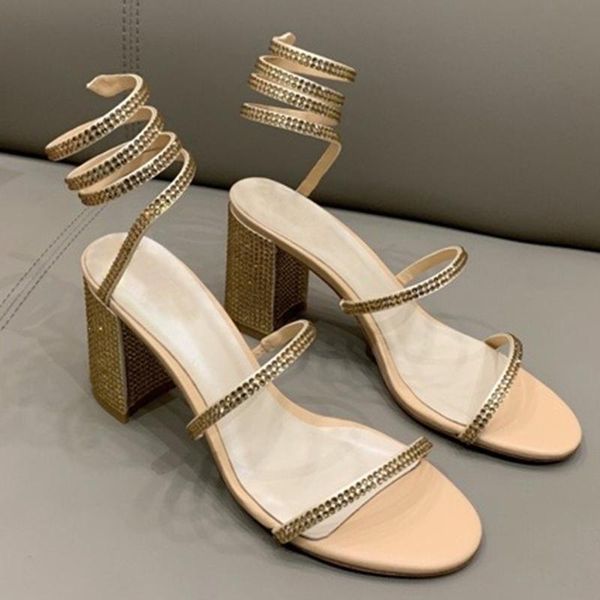 

dress shoes round toe elegant women sandals brand design crystal luxury fashion square heels female 8cm, Black
