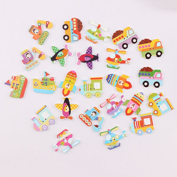 

wholesale 25pcs mixed style transport wooden buttons for handmade craft fit sewing and scrapbooking accessories 2 holes, Silver