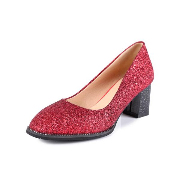

dress shoes in the spring of 2021 sequins shallow mouth female high heels thick with size 32-44 yards bride 18327, Black