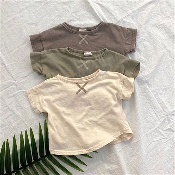

vidmid baby short sleeve t shirt pure cotton childrens upper garment half breathable kids tees p1048, Blue