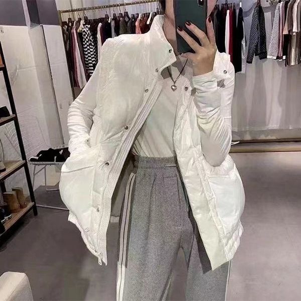 

autumn and winter 2021 et women's light korean loose white duck down outer vt women, Black;white