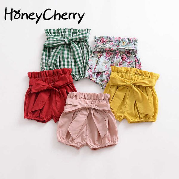 

summer baby girl shorts bow knot wooden ear bread lanterns shorts big pp pants boys shorts summer girls short leggings 210701, Black
