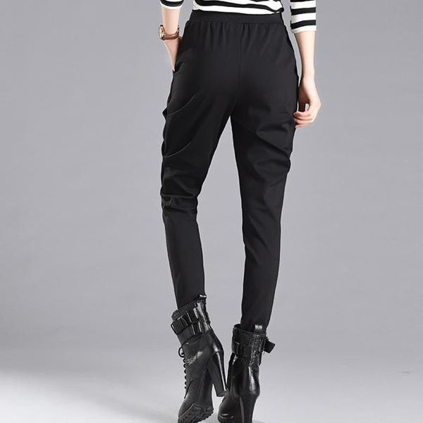 

women's pants & capris england style harem women high waisted black trousers ladies elegant skinny plus size pantalones da58, Black;white