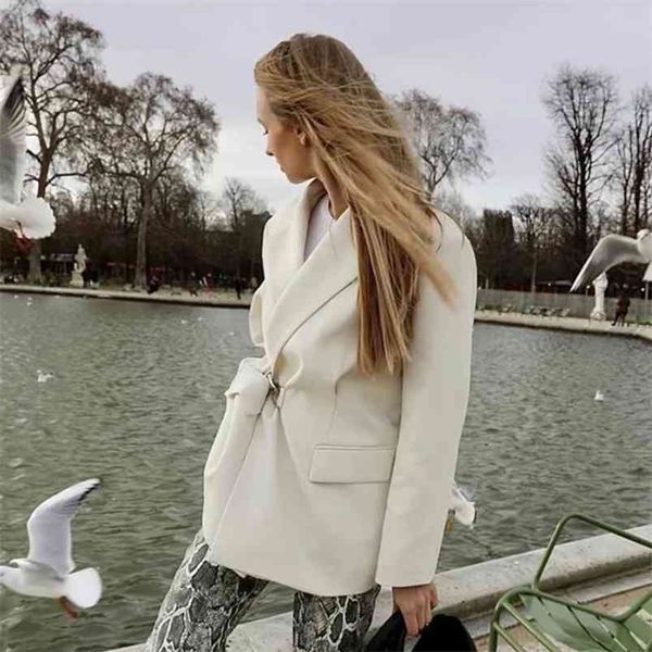 

vintage winter women blazer jacket oversized autumn streetwear coat business office lady 210427, Black;brown