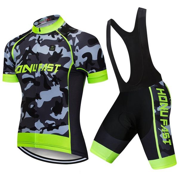 

racing sets 2021 fluorescent green cycling jersey bicycle short sleeve clothing bike maillot bib shorts, Black;blue