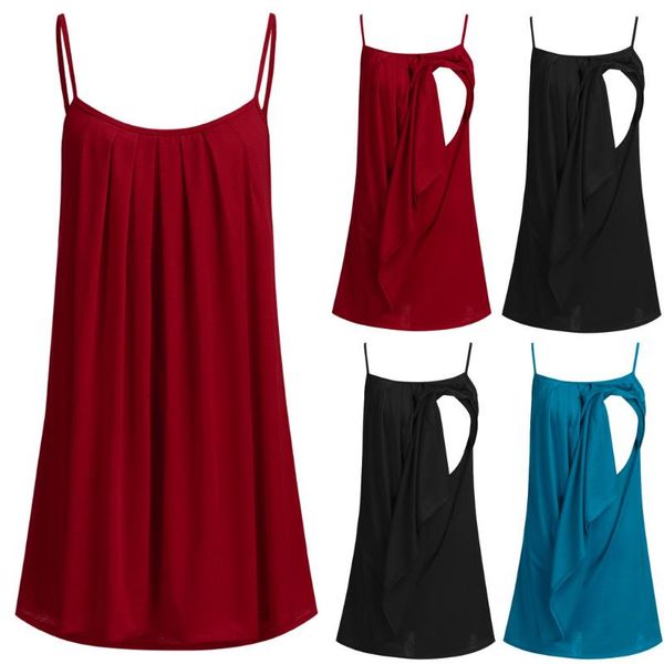 

maternity dresses pregnancy clothes women's nursing wrap sleeveless double layer solid cami tank ropa maternal, White