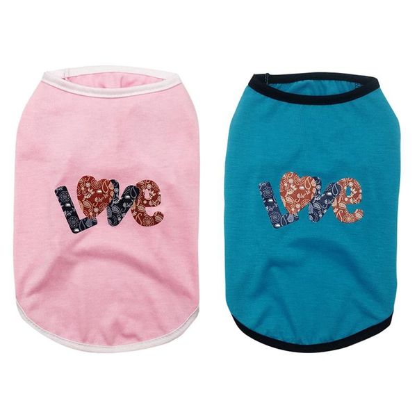 

dog apparel pet shirts summer printed puppy clothes cool vest cute love letter cat clothing soft cotton pullover small