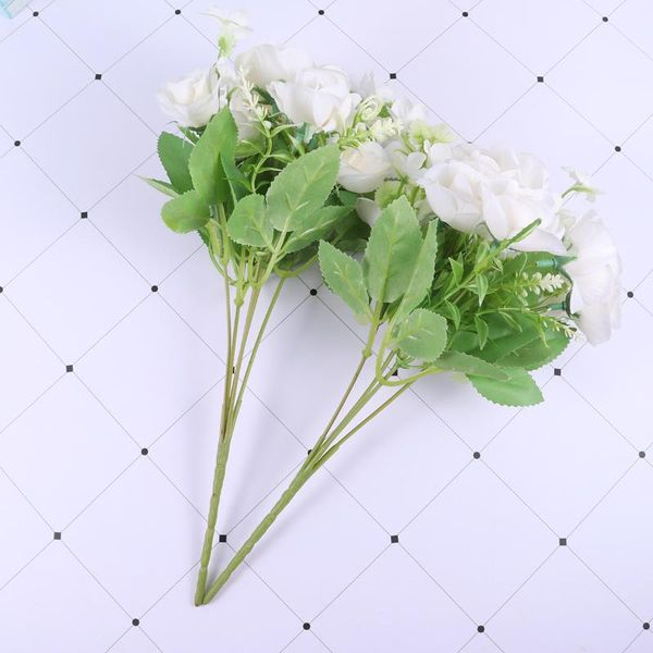 

decorative flowers & wreaths 3pcs artificial flower rose ornaments party bouquet diy home decor wedding po prop (white)