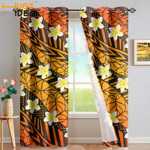 

polynesia tribal and plumeria pattern design window curtains colorful block light blackout curstains grommet curtain & drapes