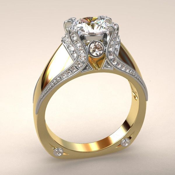 

weixu 14k plated diamond crown ring creative color separation engagement, Silver