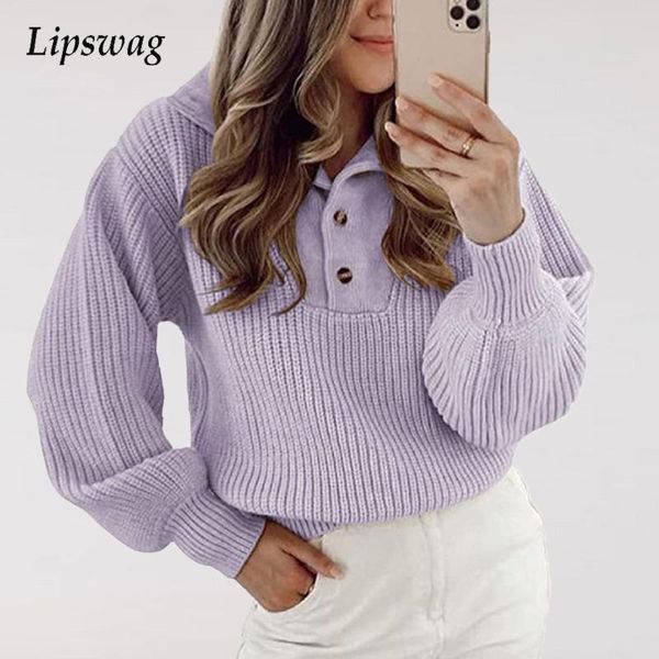 

women's sweaters solid fashion buttoned loose knitted sweater autumn winter casual long sleeve pullover women warm turtleneck jumper, White;black