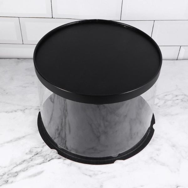 

cake box round packaging boxes transparent organizer for home dessert shop (black, single-layer) (8inch) gift wrap