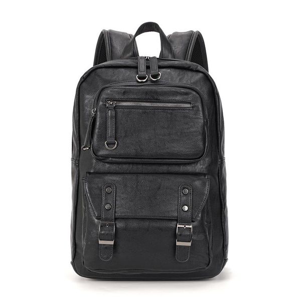 

backpack black leather pu for men business travel lapdaypacks student school bags leisure waterproof lager capacity rucksack