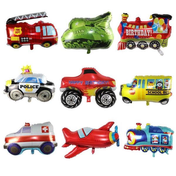 

party decoration 10/20/50pcs cartoon car fire truck train balloons ambulance ball children's gifts birthday decorations for children