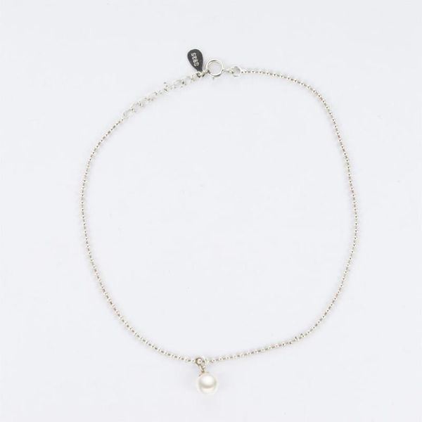 

anklets simple light beads created pearl 925 sterling silver anklet, Red;blue