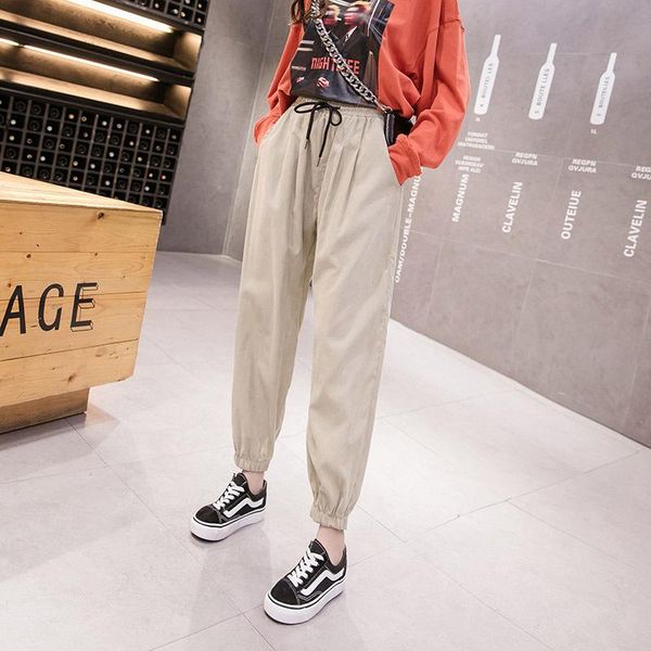 

women's pants & capris 2021 spring autumn loose plus size sweatpants for women harem drawstring waist casual students ankle-length trou, Black;white