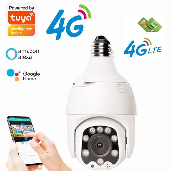 

cameras sim 4g light bulb camera smart life e27 tuya jp eu kamera 5mp ptz cam full night vision two way talk auto tracking