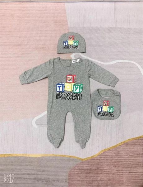 

new toddler infant romper baby clothing sets boys girls full sleeve soft lattice jumpsuits rompers hat + bib 3pcs/set suit 3-18 months, Blue