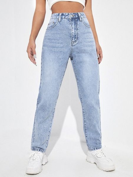 

high waist mom fit jeans t1tq#, Blue