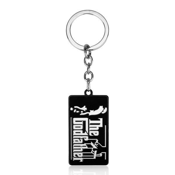 

the godfather tag pendant keychain charm jewelry metal keyring key holder for fathers day gift souvenir trinket, Silver